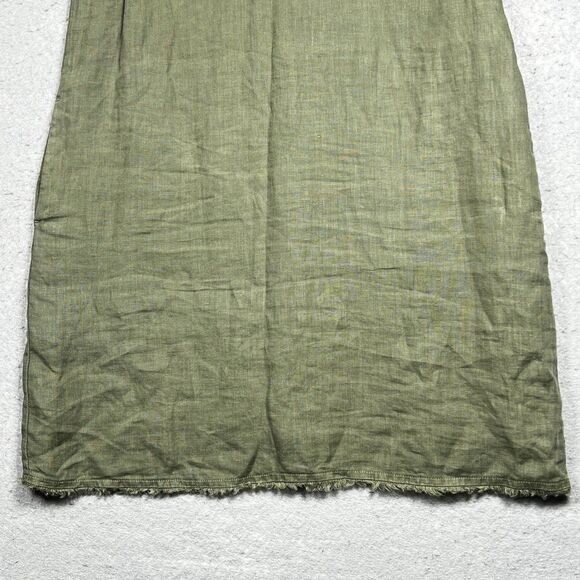 Tommy Bahama Linen Shift Dress Size Medium Green Ruffle Pockets Beach Sleeveless - Picture 4 of 14